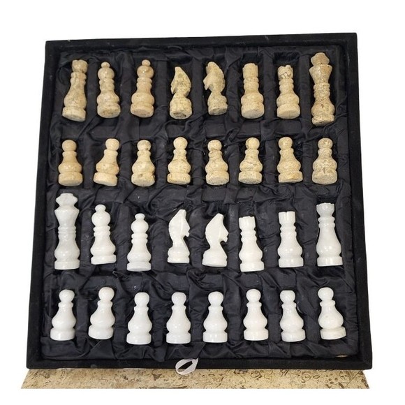 Handmade Chess Pieces Marble Chess pieces Only Chess Pieces Storage Coral/White - Picture 1 of 5